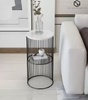 Bàn Góc Sofa Mặt Đá Đen Chân Sắt Sơn Đen - BT201.3