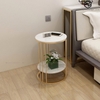 Bàn Góc Sofa Mặt Đá Trắng Chân Sắt Sơn Vàng - BT198.2