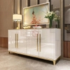 Tủ Console 4 Cánh Mở Màu Trắng Chân Inox Xi Mạ Màu Vàng Hiện Đại Cao Cấp - BTT52