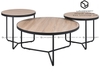 Trọn Bộ 3 Bàn Trà Sofa Tròn Mặt Gỗ Chân Sắt Kiểu Sơn Đen - BT74D