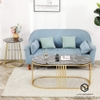 Bàn Trà Oval 1 Tầng Mặt Đá Đen Chân Sắt Sơn Vàng - BT194.2