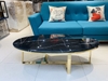 Bàn Trà Sofa Elip Mặt Đá Đen Chân Inox Mạ Pvd Vàng Cao Cấp - BT22B