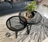 Bộ Bàn Trà Tròn Chân Sắt Mặt Kính - BT06