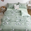 Bộ Chăn Ga Gối 5 Món Cotton Poly Hàn Quốc In Hình Họa Tiết Hoa Lá Màu Xanh - CP02