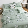 Bộ Chăn Ga Gối 5 Món Cotton Poly Hàn Quốc In Hình Họa Tiết Hoa Lá Màu Xanh - CP02