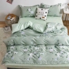Bộ Chăn Ga Gối 5 Món Cotton Poly Hàn Quốc In Hình Họa Tiết Hoa Lá Màu Xanh - CP02