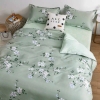 Bộ Chăn Ga Gối 5 Món Cotton Poly Hàn Quốc In Hình Họa Tiết Hoa Lá Màu Xanh - CP02