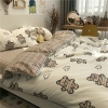 Bộ Chăn Ga Gối 5 Món Cotton Poly Hàn Quốc In Hình Họa Tiết Hình Gấu Phối Màu Kem - CP04