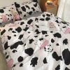 Bộ Chăn Ga Gối 5 Món Cotton Poly Hàn Quốc In Hình Con Bò Sữa Trắng Đen- CP05