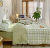 Bộ Chăn Ga Gối 5 Món Cotton Poly Hàn Quốc In Hình Caro Phối Màu Xanh Trắng - CP07
