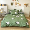 Bộ Chăn Ga Gối 5 Món Cotton Poly Hàn Quốc In Hình Còn Cừu Trắng Phối Màu Xanh - CP08