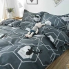 Bộ Chăn Ga Gối 5 Món Cotton Poly Hàn Quốc In Hình Lục Giác Phối Nền Màu Xám - CP10