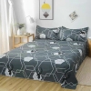 Bộ Chăn Ga Gối 5 Món Cotton Poly Hàn Quốc In Hình Lục Giác Phối Nền Màu Xám - CP10