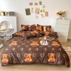 Bộ Chăn Ga Gối 5 Món Cotton Poly Hàn Quốc In Hình Con Gấu Phối Nền Màu Nâu - CP11
