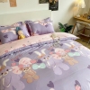 Bộ Chăn Ga Gối 5 Món Cotton Poly Hàn Quốc In Hình Con Gấu Và Thỏ Phối Nền Màu Tím Hồng - CP12