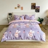 Bộ Chăn Ga Gối 5 Món Cotton Poly Hàn Quốc In Hình Con Gấu Và Thỏ Phối Nền Màu Tím Hồng - CP12