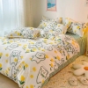 Bộ Chăn Ga Gối 5 Món Cotton Poly Hàn Quốc In Hình Con Gấu Xanh Phối Nền Màu Trắng Xanh - CP14