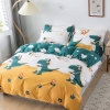 Bộ Chăn Ga Gối 5 Món Cotton Poly Hàn Quốc In Hình Con Khủng Long Phối Nền Màu Trắng Xanh - CP16