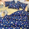 Bộ Chăn Ga Gối 5 Món Cotton Poly Hàn Quốc In Hình Hoa Cúc Phối Nền Màu Xanh Vàng - CP17