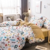 Bộ Chăn Ga Gối 5 Món Cotton Poly Hàn Quốc In Hình Hoa Lá Phối Nền Màu Trắng Vàng - CP18
