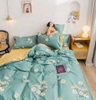 Bộ Chăn Ga Gối 5 Món Cotton Poly Hàn Quốc In Hình Hoa Cúc Phối Nền Màu Xanh Vàng - CP22