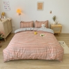 Bộ Chăn Ga Gối 5 Món Cotton Poly Hàn Quốc In Hình Sọc Cam Phối Nền Màu Xám - CP23