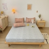 Bộ Chăn Ga Gối 5 Món Cotton Poly Hàn Quốc In Hình Sọc Cam Phối Nền Màu Xám - CP23