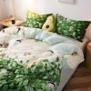 Bộ Chăn Ga Gối 5 Món Cotton Poly Hàn Quốc In Hình Cô Gái Và Chú Ong Phối Nền Màu Kem Và Xanh Lá - CP24