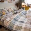 Bộ Chăn Ga Gối 5 Món Cotton Poly Hàn Quốc In Hình Sọc Vuông Nhuyễn Phối Nền Màu Xám Xanh - CP25