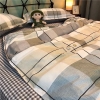Bộ Chăn Ga Gối 5 Món Cotton Poly Hàn Quốc In Hình Sọc Vuông Nhuyễn Phối Nền Màu Xám Xanh - CP25