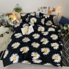 Bộ Chăn Ga Gối 5 Món Cotton Poly Hàn Quốc In Hình Hoa Cúc Trắng Phối Nền Màu Đen - CP26