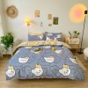 Bộ Chăn Ga Gối 5 Món Cotton Poly Hàn Quốc In Hình Mặt Gấu Phối Nền Màu Vàng Xanh- CP29