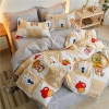 Bộ Chăn Ga Gối 5 Món Cotton Poly Hàn Quốc In Hình Gấu Và Cây Phối Nền Màu Trắng Vàng Nhạt - CP31