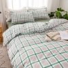 Bộ Chăn Ga Gối 5 Món Cotton Poly Hàn Quốc In Hình Caro Phối Trên Nền Màu Trắng Xanh - CP36