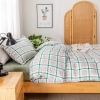 Bộ Chăn Ga Gối 5 Món Cotton Poly Hàn Quốc In Hình Caro Phối Trên Nền Màu Trắng Xanh - CP36