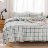 Bộ Chăn Ga Gối 5 Món Cotton Poly Hàn Quốc In Hình Caro Phối Trên Nền Màu Trắng Xanh - CP36