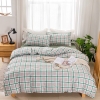 Bộ Chăn Ga Gối 5 Món Cotton Poly Hàn Quốc In Hình Caro Phối Trên Nền Màu Trắng Xanh - CP36