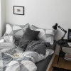 Bộ Chăn Ga Gối 5 Món Cotton Poly Hàn Quốc In Hình Caro Phối Trên Nền Màu Trắng Xám - CP38