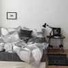 Bộ Chăn Ga Gối 5 Món Cotton Poly Hàn Quốc In Hình Caro Phối Trên Nền Màu Trắng Xám - CP38