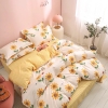 Bộ Chăn Ga Gối 5 Món Cotton Poly Hàn Quốc In Hình Hoa Hướng Dương Phối Trên Nền Màu Trắng Vàng - CP39