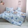 Bộ Chăn Ga Gối 5 Món Cotton Poly Hàn Quốc In Hình Cô Gái Phối Trên Nền Màu Xanh - CP40