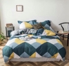 Bộ Chăn Ga Gối 5 Món Cotton Poly Hàn Quốc In Hình Tam Giác Phối Trên Nền Màu Xanh Vàng - CP41
