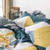 Bộ Chăn Ga Gối 5 Món Cotton Poly Hàn Quốc In Hình Tam Giác Phối Trên Nền Màu Xanh Vàng - CP41