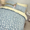 Bộ Chăn Ga Gối 5 Món Cotton Poly Hàn Quốc In Hình Hoa Cúc Trắng Phối Trên Nền Màu Xanh Vàng - CP44