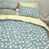 Bộ Chăn Ga Gối 5 Món Cotton Poly Hàn Quốc In Hình Hoa Cúc Trắng Phối Trên Nền Màu Xanh Vàng - CP44