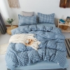 Bộ Chăn Ga Gối 5 Món Cotton Poly Hàn Quốc In Hình Caro Trắng Phối Trên Nền Màu Xanh - CP45