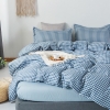 Bộ Chăn Ga Gối 5 Món Cotton Poly Hàn Quốc In Hình Caro Trắng Phối Trên Nền Màu Xanh - CP45