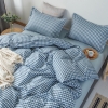 Bộ Chăn Ga Gối 5 Món Cotton Poly Hàn Quốc In Hình Caro Trắng Phối Trên Nền Màu Xanh - CP45