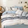 Bộ Chăn Ga Gối 5 Món Cotton Poly Hàn Quốc In Hình Hoa Văn Thổ Cẩm Phối Trên Nền Màu Trắng Xanh - CP46