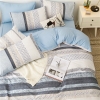 Bộ Chăn Ga Gối 5 Món Cotton Poly Hàn Quốc In Hình Hoa Văn Thổ Cẩm Phối Trên Nền Màu Trắng Xanh - CP46